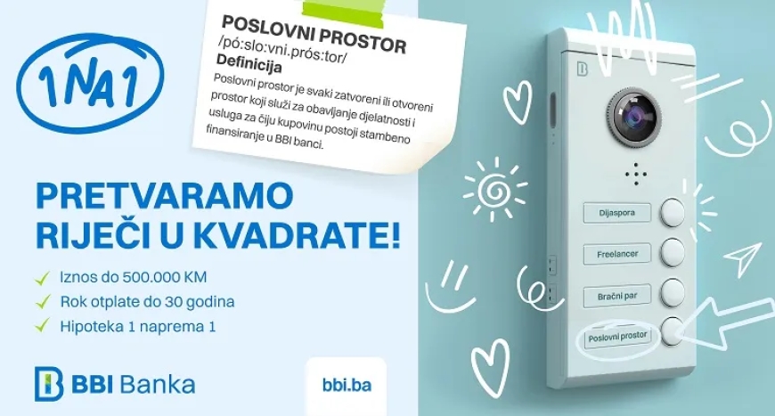 Stambeno finansiranje do 500.000 KM uz hipoteku 1:1