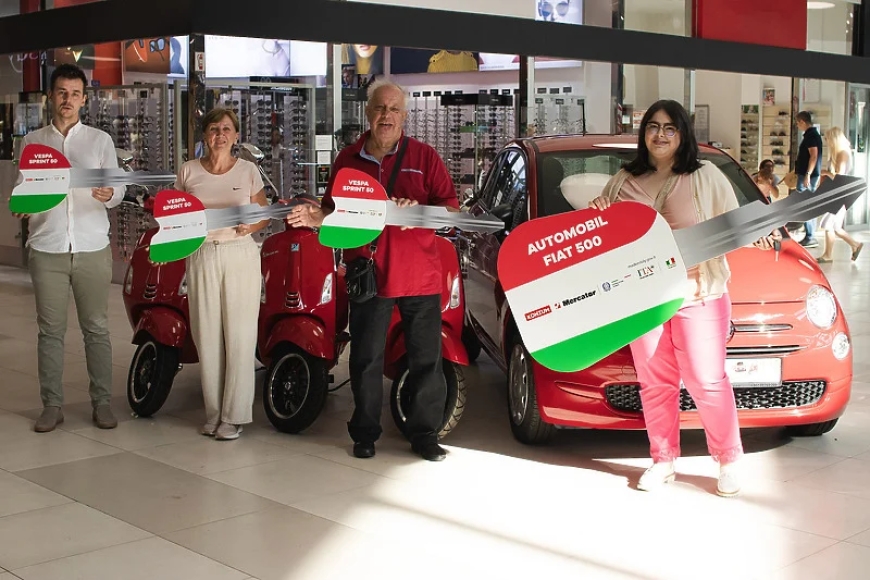 Automobil Fiat 500 Hybrid i tri Vespe uručeni dobitnicima nagradne igre realizovane u Konzumu i Mercatoru